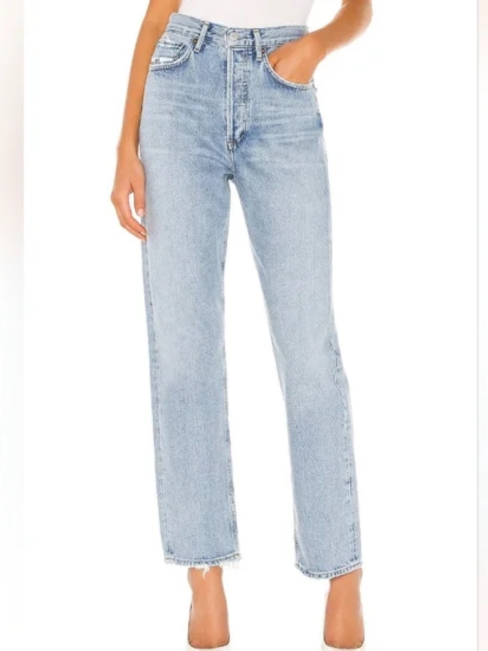 Agolde Light Blue High-Rise Straight Jeans